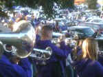 Alumni Band plays for tailgaters in SE parking lot.