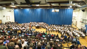 NSD 6th Grade Honors Band (right), Choir (center), and Orchestra (left)