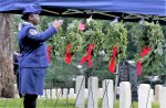 Air Force Master Sgt. Shanda De Anda salutes the wreath on which she just placed a flag&nbsp;(2)